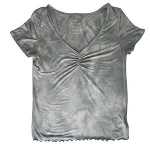 American Eagle Soft Sexy T Shirt Womens Sz S Blue Gray Tie‎ Dye Lettuce Hem